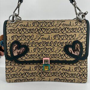 FENDI Vitello Liberty Elaphe Open Your Heart Kan Shoulder Bag Amido Amazzonia